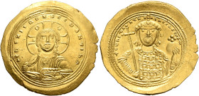 Constantine IX Monomachus, 1042-1055. Histamenon (Gold, 27 mm, 4.42 g, 6 h), Constantinopolis. +IhS XIS RЄX RЄςNANTIҺm Nimbate bust of Christ facing, ...