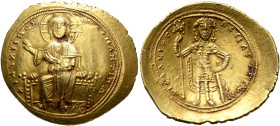 Isaac I Comnenus, 1057-1059. Histamenon (Gold, 25 mm, 4.41 g, 6 h), Constantinopolis. +IhS XIS RЄX RЄςNANTIҺm Christ enthroned facing, nimbate, wearin...