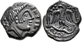 NORTHWEST GAUL. Carnutes. Pixtilos, circa 50-30 BC. AE (Bronze, 16 mm, 3.71 g, 3 h), 'au temple' type. PIXTILO[S] Diademed male head to right. Rev. Ea...