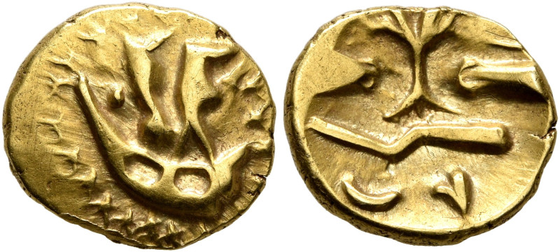 NORTHEAST GAUL. Atrebates. Circa 60-30/25 BC. 1/4 Stater (Gold, 11 mm, 1.31 g). ...