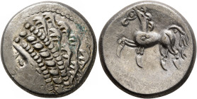 CENTRAL EUROPE. Noricum (East). Circa 2nd-1st centuries BC. Tetradrachm (Silver, 23 mm, 11.33 g, 10 h), 'Samobor A' type. Celticized head of Apollo to...