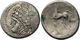 CENTRAL EUROPE. Noricum (East). Circa 2nd-1st centuries BC. Tetradrachm (Silver, 25 mm, 11.14 g, 12 h), 'Samobor A' type. Celticized head of Apollo to...