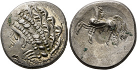 CENTRAL EUROPE. Noricum (East). Circa 2nd-1st centuries BC. Tetradrachm (Silver, 24 mm, 10.86 g, 10 h), 'Samobor A' type. Celticized head of Apollo to...