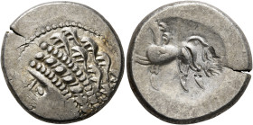 CENTRAL EUROPE. Noricum (East). Circa 2nd-1st centuries BC. Tetradrachm (Silver, 24 mm, 11.08 g, 12 h), 'Samobor A' type. Celticized head of Apollo to...
