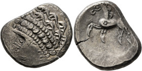 CENTRAL EUROPE. Noricum (East). Circa 2nd-1st centuries BC. Tetradrachm (Silver, 24 mm, 10.91 g, 11 h), 'Samobor A' type. Celticized head of Apollo to...