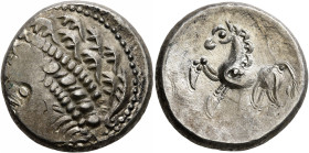 CENTRAL EUROPE. Noricum (East). Circa 2nd-1st centuries BC. Tetradrachm (Silver, 24 mm, 11.15 g, 10 h), 'Samobor A' type. Celticized head of Apollo to...