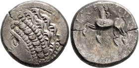 CENTRAL EUROPE. Noricum (East). Circa 2nd-1st centuries BC. Tetradrachm (Silver, 23 mm, 11.19 g, 12 h), 'Samobor A' type. Celticized head of Apollo to...