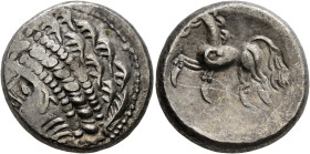 CENTRAL EUROPE. Noricum (East). Circa 2nd-1st centuries BC. Tetradrachm (Silver, 23 mm, 10.65 g, 11 h), 'Samobor A' type. Celticized head of Apollo to...