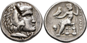 LOWER DANUBE. Uncertain tribe. 3rd century BC. Tetradrachm (Silver, 25 mm, 16.70 g, 12 h), imitating Alexander III of Macedon. Celticized head of Hera...