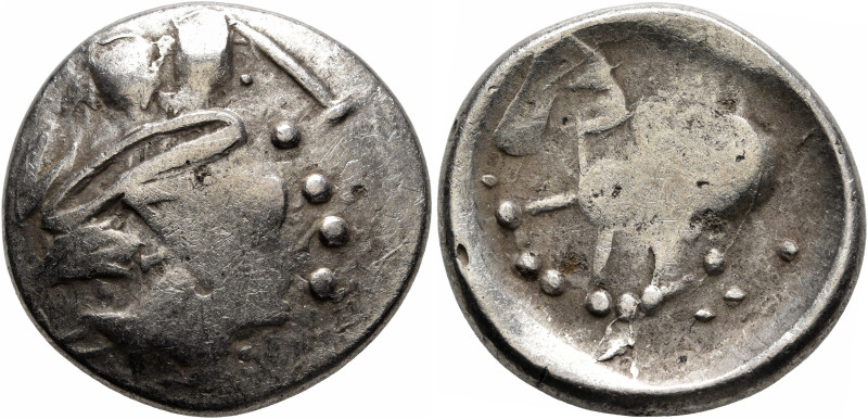 LOWER DANUBE. Uncertain tribe. Circa 2nd century BC. Tetradrachm (Silver, 22 mm,...