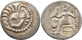 LOWER DANUBE. Uncertain tribe. Circa 2nd-1st centuries BC. Drachm (Silver, 20 mm, 1.85 g, 10 h), imitating Alexander III of Macedon. Celticized head o...