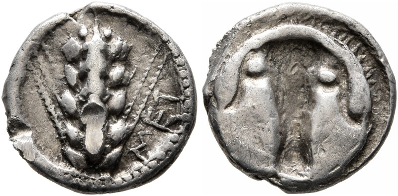 LUCANIA. Metapontion. Circa 470-440 BC. Triobol (Silver, 12 mm, 1.28 g, 6 h). ΜΕ...