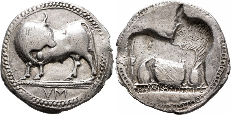 LUCANIA. Sybaris. Circa 550-510 BC. Stater (Silver, 29 mm, 7.89 g, 12 h). VM Bul...