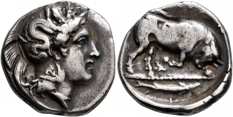 LUCANIA. Thourioi. Circa 400-350 BC. Stater (Silver, 21 mm, 7.80 g, 7 h). Head o...