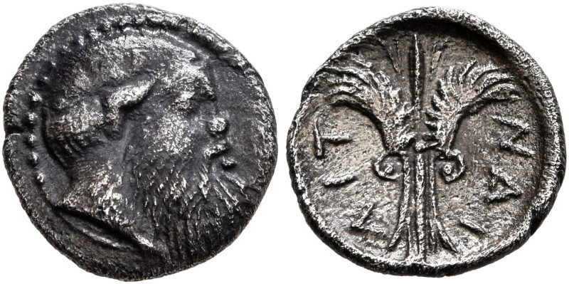 SICILY. Aitna. Circa 460s-450s BC. Litra (Silver, 10 mm, 0.59 g, 12 h). Head of ...