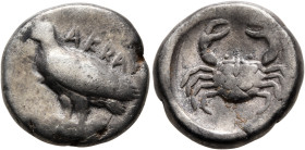 SICILY. Akragas. Circa 495-480/78 BC. Didrachm (Silver, 18 mm, 8.41 g, 2 h). ΑΚΡΑ Eagle standing left with closed wings. Rev. Crab within shallow circ...