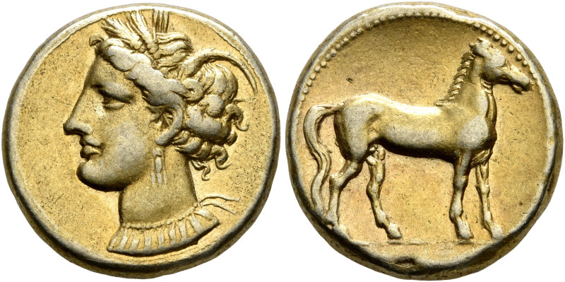 CARTHAGE. Circa 290-270 BC. Stater (Electrum, 18 mm, 7.29 g, 12 h). Head of Tani...