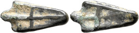 TAURIC CHERSONESOS. Karkinitis. Circa 470-460 BC. Cast unit (Bronze, 17 mm, 0.88 g). Cast bilobate arrowhead with T on one side. Anokhin 601. HGC 3, 2...