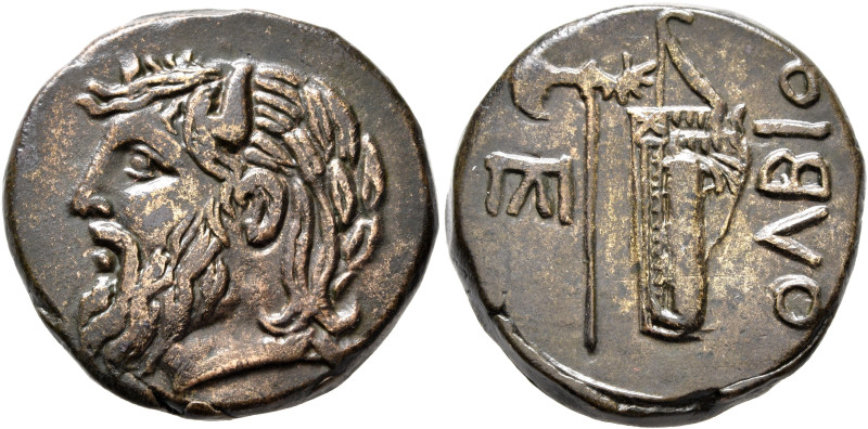 SKYTHIA. Olbia. Circa 330-320 BC. AE (Bronze, 23 mm, 13.27 g, 6 h). Horned head ...