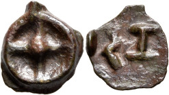MOESIA. Istros. Late 5th-4th centuries BC. Cast unit (Bronze, 14 mm, 1.64 g). Wheel of four spokes. Rev. ΙΣΤ. HGC 3.2, 1811. SNG BM Black Sea 221-2. S...