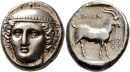 THRACE. Ainos. Circa 372/1-370/69 BC. Tetradrachm (Silver, 24 mm, 15.64 g, 12 h). Head of Hermes facing slightly to left, wearing petasos. Rev. AINION...