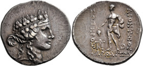 THRACE. Maroneia. Circa 189/8-49/5 BC. Tetradrachm (Silver, 34 mm, 16.37 g, 12 h). Head of youthful Dionysos to right, wearing tainia and wreath of iv...