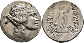 THRACE. Maroneia. Circa 189/8-49/5 BC. Tetradrachm (Silver, 30 mm, 15.57 g, 12 h). Head of youthful Dionysos to right, wearing tainia and wreath of iv...