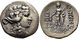 THRACE. Maroneia. Circa 189/8-49/5 BC. Tetradrachm (Silver, 33 mm, 14.67 g, 1 h). Head of youthful Dionysos to right, wearing taenia and wreath of ivy...