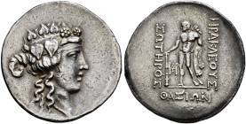 ISLANDS OFF THRACE, Thasos. Circa 148-90/80 BC. Tetradrachm (Silver, 34 mm, 16.76 g, 12 h). Head of youthful Dionysos to right, wearing tainia and wre...
