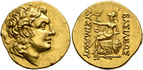 KINGS OF THRACE. Lysimachos, 305-281 BC. Stater (Gold, 21 mm, 8.30 g, 12 h), Byzantion, circa 100-96. Diademed head of Alexander the Great to right wi...