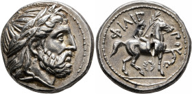 KINGS OF MACEDON. Philip II, 359-336 BC. Tetradrachm (Silver, 23 mm, 14.36 g, 6 h), Amphipolis, struck by Antipater, Polyperchon or Kassander, circa 3...