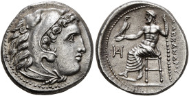 KINGS OF MACEDON. Alexander III ‘the Great’, 336-323 BC. Drachm (Silver, 17 mm, 4.24 g, 12 h), Miletos, circa 325-323. Head of Herakles to right, wear...