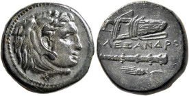 KINGS OF MACEDON. Alexander III ‘the Great’, 336-323 BC. AE (Bronze, 17 mm, 5.57 g, 7 h), uncertain mint in Macedon, circa 323-319. Head of Herakles t...