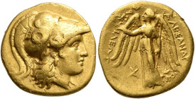 KINGS OF MACEDON. Alexander III ‘the Great’, 336-323 BC. Stater (Gold, 18 mm, 8.40 g, 2 h), Babylon, struck under Peithon, circa 315-311. Head of Athe...