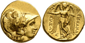 KINGS OF MACEDON. Alexander III ‘the Great’, 336-323 BC. Stater (Gold, 17 mm, 8.62 g, 4 h), uncertain mint in Asia Minor, circa 325-300. Head of Athen...