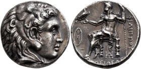 KINGS OF MACEDON. Philip III Arrhidaios, 323-317 BC. Tetradrachm (Silver, 25 mm, 17.09 g, 12 h), Babylon, struck under Archon, Dokimos or Seleukos I. ...