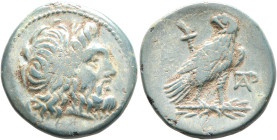 KINGS OF MACEDON. Ptolemy Keraunos, 281-279 BC. Obol (Bronze, 22 mm, 7.49 g, 3 h), uncertain mint in Macedon. Laureate head of Zeus to right. Rev. Eag...