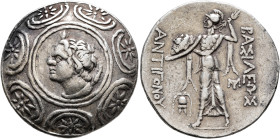 KINGS OF MACEDON. Antigonos II Gonatas, 277/6-239 BC. Tetradrachm (Silver, 30 mm, 17.09 g, 11 h), Amphipolis, circa 252/1-246. Horned head of Pan to l...