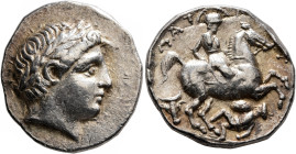 KINGS OF PAEONIA. Patraos, circa 335-315 BC. Tetradrachm (Silver, 24 mm, 12.77 g, 9 h), Astibos or Damastion. Laureate head of Apollo to right. Rev. Π...