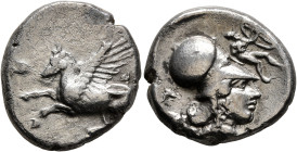 EPEIROS. Ambrakia. Circa 404-360 BC. Stater (Silver, 20 mm, 7.87 g, 3 h). Pegasos flying left. Rev. Α Head of Athena to right, wearing Corinthian helm...