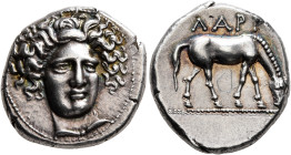 THESSALY. Larissa. 400. Drachm (Silver, 20 mm, 6.10 g, 10 h). Head of the nymph Larissa facing slightly to right, wearing ampyx and necklace in form o...