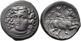 THESSALY. Larissa. Early to mid 4th century BC. Dichalkon (Bronze, 19 mm, 4.37 g, 2 h). Head of the nymph Larissa facing slightly left, wearing wreath...