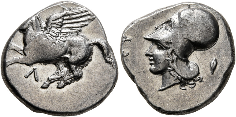 AKARNANIA. Leukas. Circa 380-320 BC. Stater (Silver, 20 mm, 8.64 g, 2 h). Λ Pega...