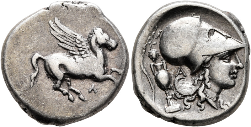 AKARNANIA. Leukas. Circa 320-280 BC. Stater (Silver, 20 mm, 8.46 g, 10 h). Λ Peg...