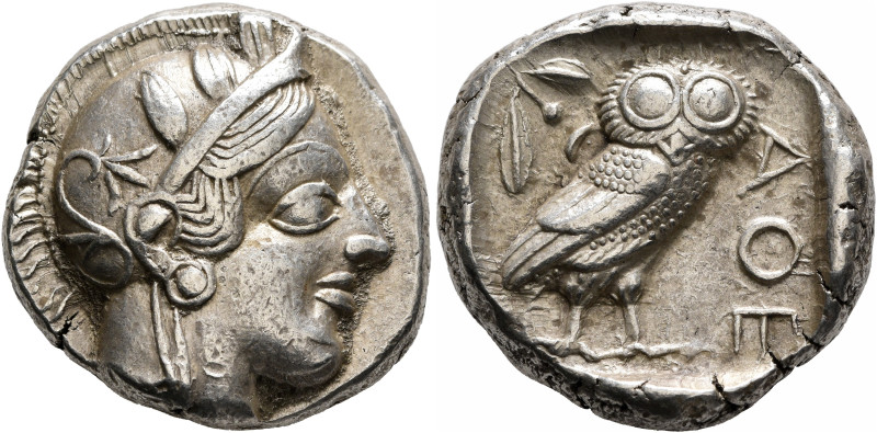 ATTICA. Athens. Circa 440s-430s BC. Tetradrachm (Silver, 22 mm, 17.25 g, 9 h). H...