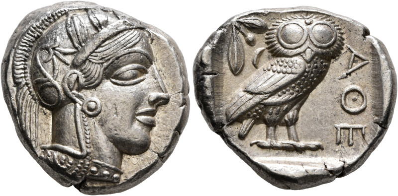 ATTICA. Athens. Circa 440s-430s BC. Tetradrachm (Silver, 23 mm, 17.18 g, 3 h). H...