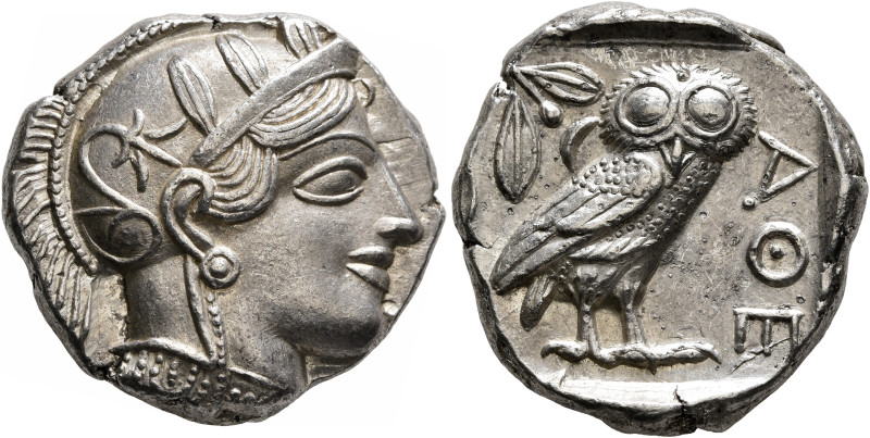 ATTICA. Athens. Circa 430s-420s BC. Tetradrachm (Silver, 23 mm, 17.23 g, 4 h). H...