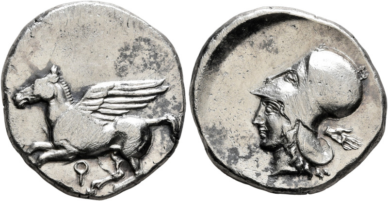 CORINTHIA. Corinth. Circa 400-375 BC. Stater (Silver, 22 mm, 8.45 g, 3 h). Ϙ Peg...