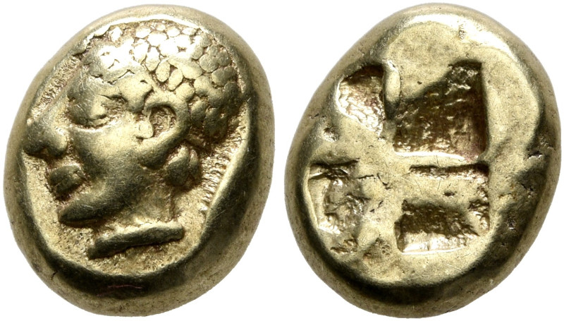 MYSIA. Kyzikos. Circa 550-500 BC. Hekte (Electrum, 10 mm, 2.68 g). Youthful male...