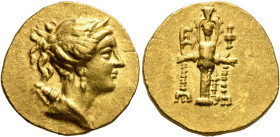 IONIA. Ephesos. Circa 122/1-121/0. Stater (Gold, 20 mm, 8.52 g, 12 h). Draped bust of Artemis to right, wearing stephane and pendant earring and with ...